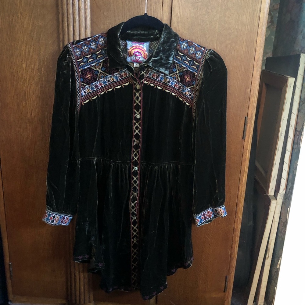 Embroidered Velvet Women's Top